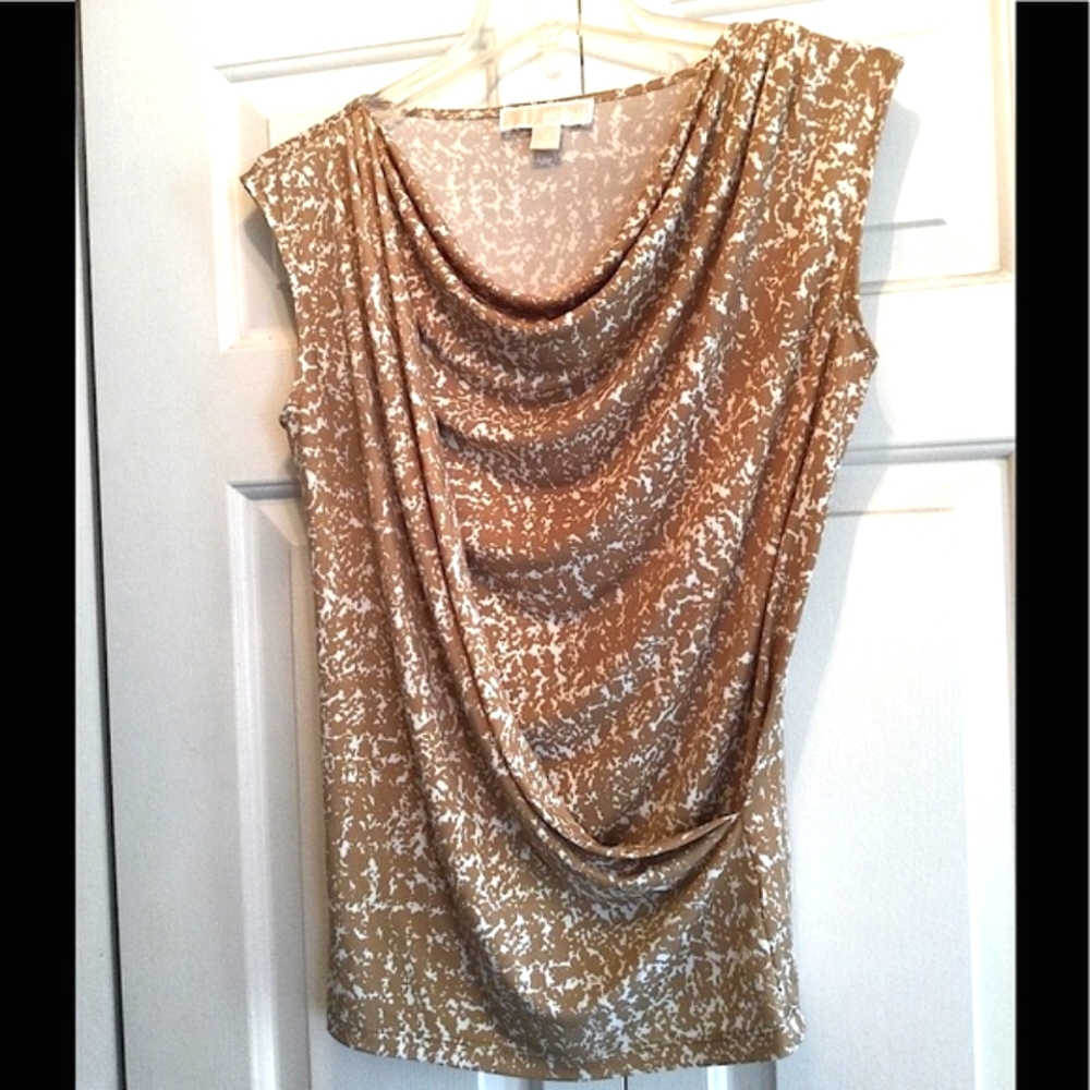 Michael Kors Draped Wrap Tan Top